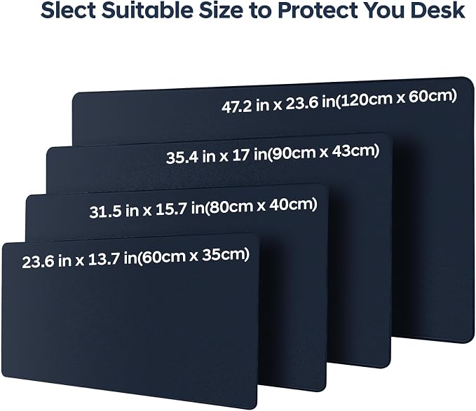 Leather Desk Pad Protector, Office Desk Mat, Large Mouse Pad, Non-Slip PU Leather Desk Blotter, Waterproof Computer Desk Writing Pad for Office and Home (Dark Blue, 23.6" x 13.7")
