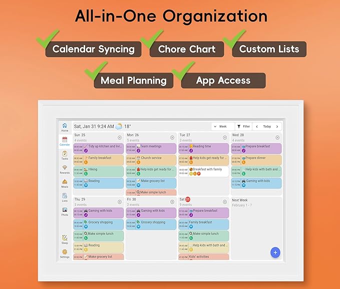 Digital Calendar, 10.1-inch Smart Wall Planner Electronic Calendar & Chore Chart, Smart Touchscreen Interactive Display for Family Schedules, Organize Your Daily & Family Routines, Desk & Wall Mount