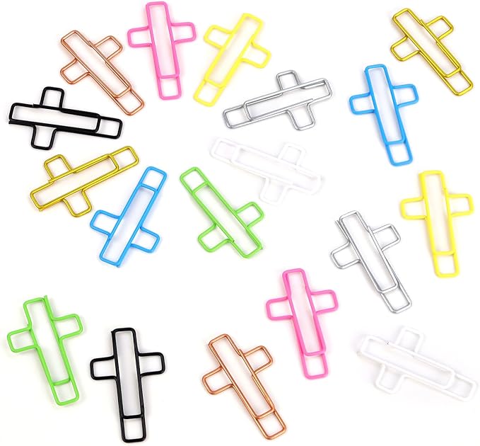 Yuntop 100 Pack Cross Paper Clips, 1.34 x 0.8 Inches, Multicolored, Stainless Steel Bible Study Supplies