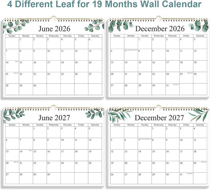 2026-2027 Wall Calendar - Calendar 2026-2027 from June 2026 - December 2027, 19 Months Calendar with Premium Paper, 8.5" x 11", Nature