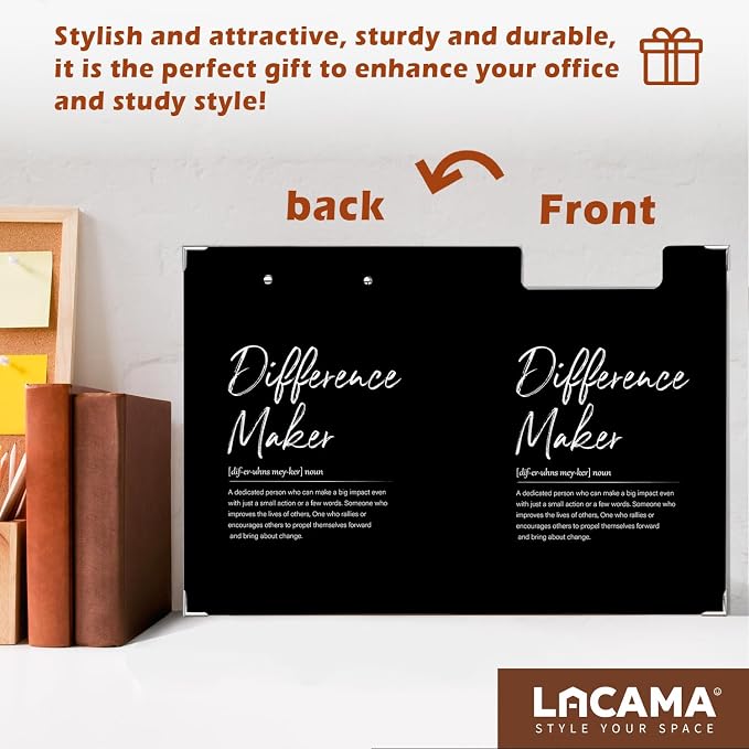 Lacama Difference Maker Gift Thank You Gifts，Clipboard with Storage Gifts for Coworkers, Thank You Gift for Women Men Teacher Nurse Mentor Boss Principal, Black Office Supplies 12.4x9.25 in