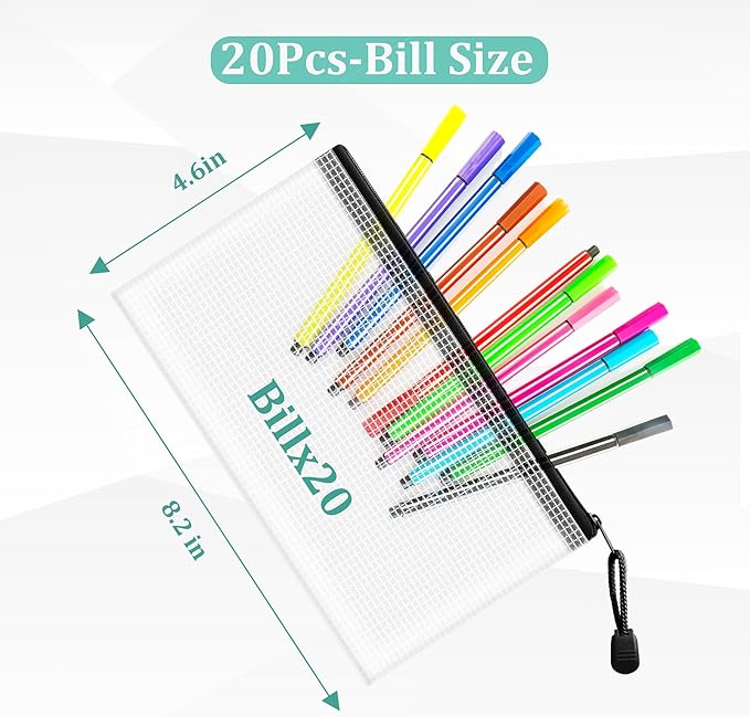 20pcs Mesh Zipper Pouch Bags- Small, 8.2x4.6 Inches Zipper Pencil Bags, Zipper Pouches for Organizing, Pencil Pouch Bulk, Reusable Pencil Bags for Office Supplies and Travel Storage
