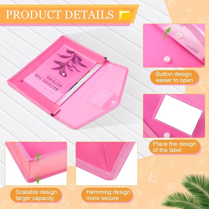Epakh 36 Pack B4 Plastic Expanding File Folders Waterproof Transparent Expandable File Folder Wallet Document Organizer with Snap Button Closure for School Office Business (Bright Color)