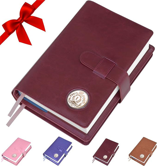GALILEO® Double AA Big Book Cover & 12 Steps & 12 Traditions | Medallion Holder | AA Gift | Alcoholics Anonymous | PU Leather | AA Book Covers for Hardcover (Plain/Coin Pocket/Burgundy)