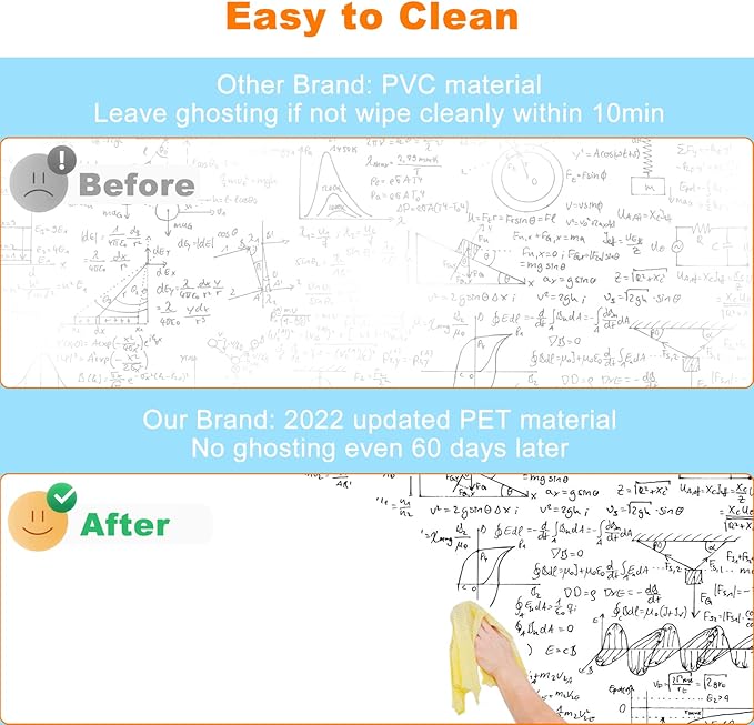 Nortix White Board Wallpaper, Whiteboard Contact Paper, 36" x 24" Super Sticky Whiteboard Sticker Wall Decal on Wall, Table, Doors, No Ghosting,1 Piece (2x3ft)