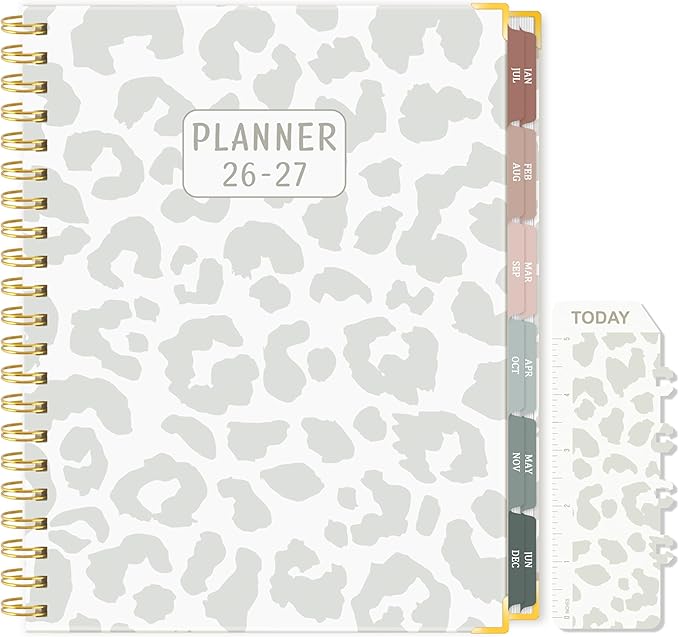 2026-2027 Academic Planner, Large Weekly & Monthly Appointment Book from Jul. 2026 - Jun. 2027, Work Life Daily Hourly Planner with Time Slots, A4 Agenda Organizer for School,Leopard Print, 8.5" x 11"