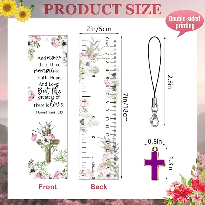 Gersoniel 30 Pcs Christian Bookmarks for Women Bible Verse Inspirational Scripture Bookmark Bulk Religious Page Marker with Cross Pendant for First Communion Mother Day Church Gift(Floral Style)