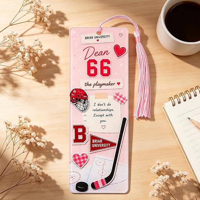 3 Pack Coquette Cherry Bookmarks Set, Cute Girly Acrylic Book Marks with Tassels, Funny Book Lover Gifts for Women (5PCS-Campus)
