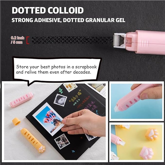 BetterJonny 3 Pcs Cute 2 In 1 Correction Tape and Glue Set, Double Sided Tape Roller, Kawaii Aesthetic Cat Office Supplies School Home Stationery