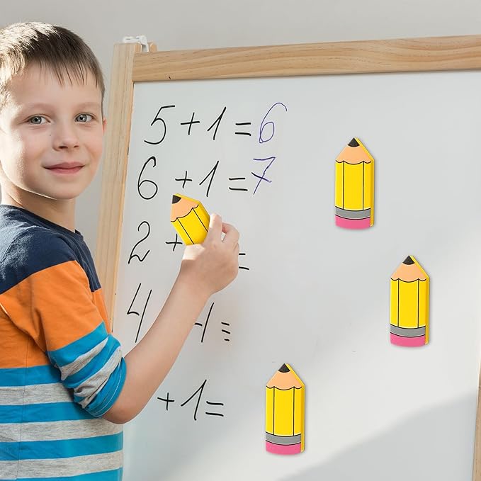 Kolldenn 8 Pcs Pencil Shaped Magnetic Whiteboard Cube Eraser Back to School Dry Erase Erasers Classroom Chalkboard Wiper Correction Product Teacher Supplies for Classroom Office Decor
