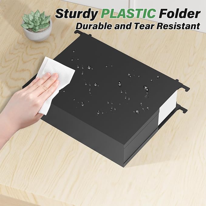 Ansook Plastic Hanging File Folders Letter Size, 6-Pack Hanging File Folder with 1/5-Cut Tabs, Black File Folders Hanging Organizers for Filing Cabinet, Bulky Files & Medical Charts