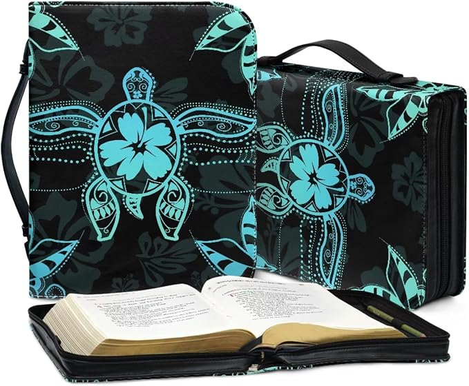 Sea Turtle Bible Cover Case Book Protector for Book Lovers Bible Cover Vegan Leather Carrying Book Case Sea Turtle Bible Study Accessories Supplies Size：L