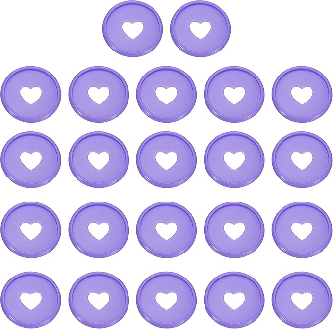 PATIKIL 35mm 1" Purple Plastic Round Heart Shape Book Binding Discs, 22 Pcs Discbound Expansion Discs Plating Binder Rings for DIY Notebook Planner
