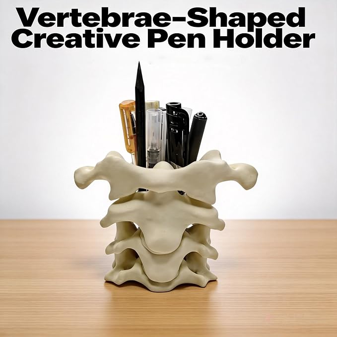 Spine Pen Holder for Desk, Unique Pencil Holder Desk Organizers, Office Supplies Decorations Gift for Doctors, Nurses, Chiropractors
