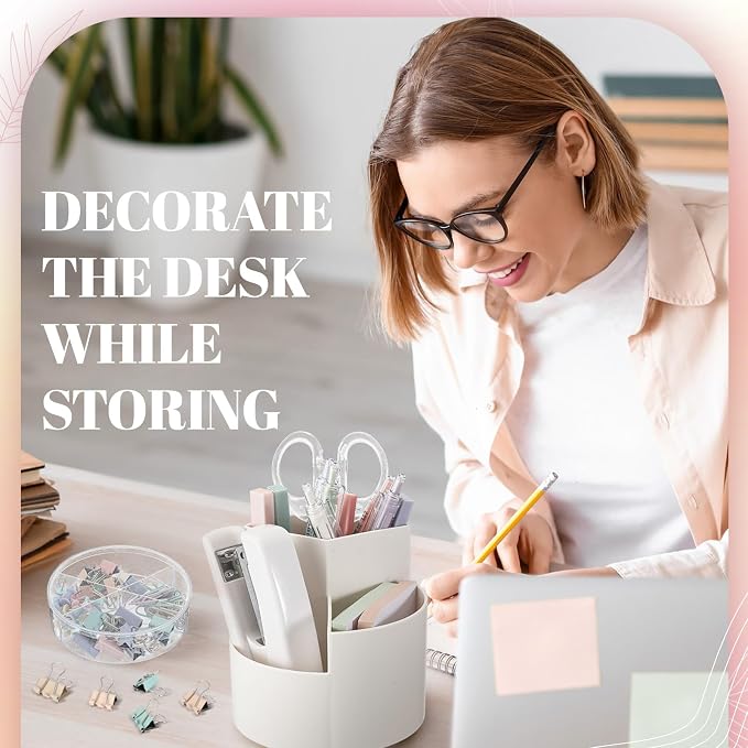 Kosiz 27 Pcs Black White Desk Accessories Gift for Aesthetic Desk Organizer Neutral Office Supplies Pen Holder Stapler Binder Sticky Notes Paper Clips Scissor Staples for Back to School(Fashion)