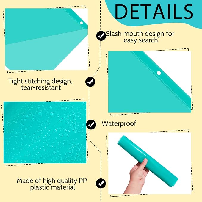 Maitys 5 Pack Binder Pockets 3 Hole Punch Clear Plastic Document Folders Binder Organizer Store Letter Size 8.5 x 11 Inch Paper Folders with Pockets Slash File Jacket for Office (Bright Colors)