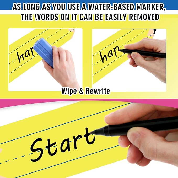 FYSUIMU 12Pcs Back to School Magnetic Dry Erase Sentence Strips Pencil Crayon Ruler Notebook Style Reusable Magnetic Border Strip for Teacher Whiteboard Classroom Office Supplies