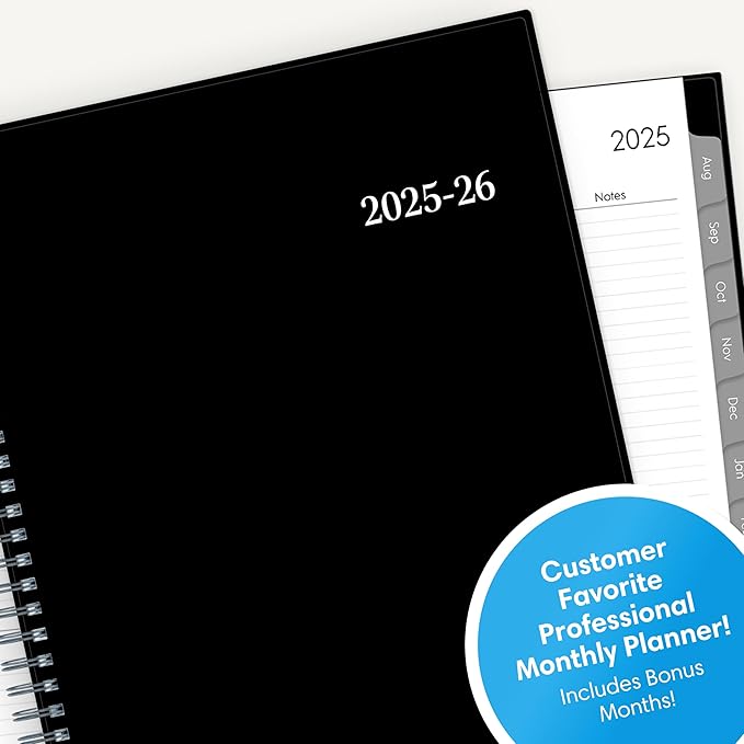 Blue Sky 2025-2026 Monthly Academic Year Planner Calendar, July 2025 - June 2026, 8" x 10", Monthly Layout, Flexible Cover, Wirebound, Laminated Tabs, Enterprise