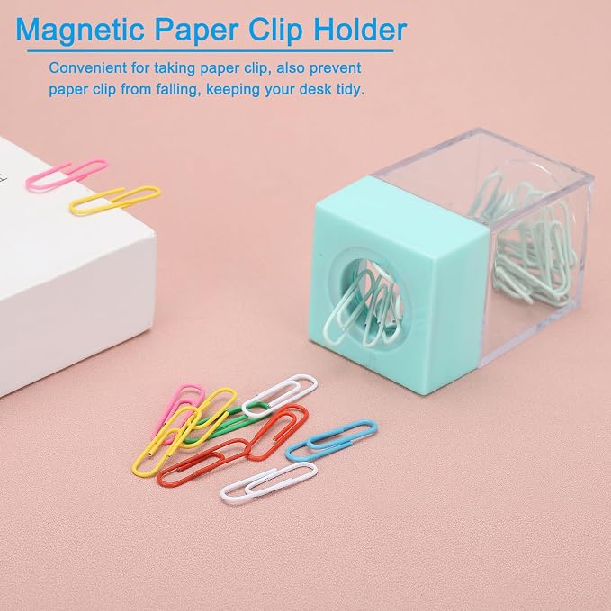 PATIKIL Magnetic Paper Clip Holder Dispenser, Large Capacity Paper Clip Organizers with Magnetic Top for Desk Supplies, Office, Classroom, Home, Green