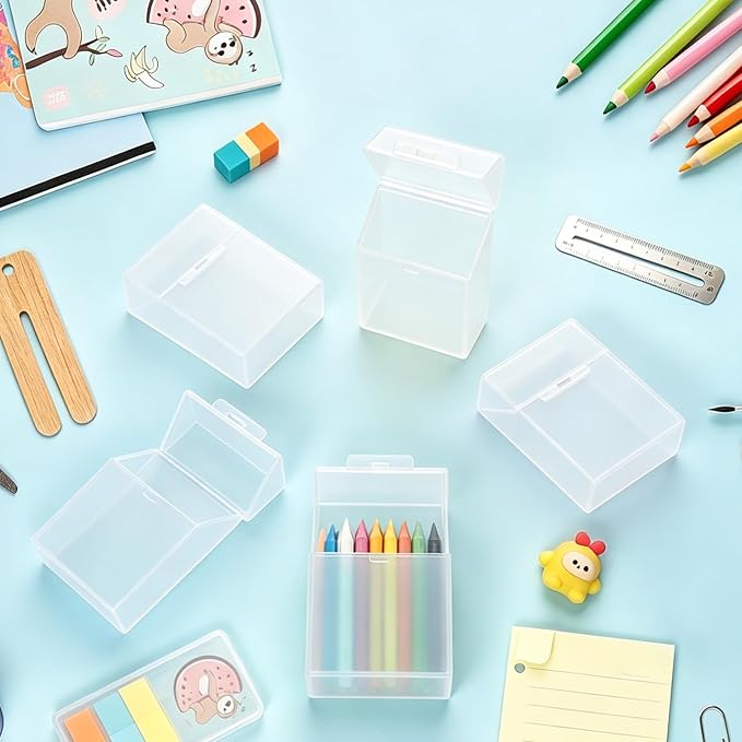 20 Pieces Plastic Crayon Box Clear Crayon Holder Case 24 Crayons with Hinged Lid and Snap Closure for School Classroom Office Art Craft Supply (20 PCS, Clear)