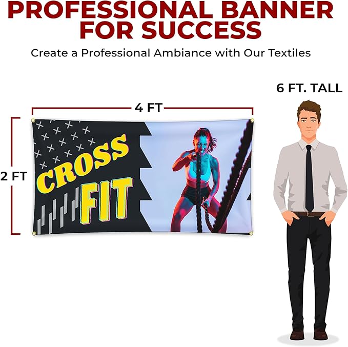 Crosss Fit Large Banners and Signs for Outdoor by Mavis Printing-Polyester Banner with 4 Holes for Easy Hang Indoor & Outdoor|4x1 Feet HD Print Sign to Promote Church| Made in USA