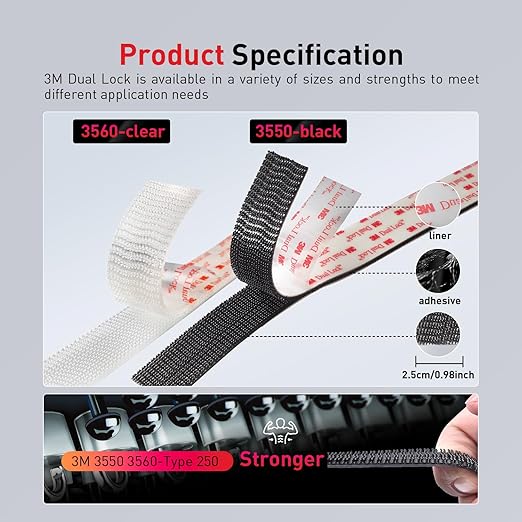 Dual Lock SJ3560 Made of 3M Heavy Duty Reclosable Fastener 2" x 7.5Ft Industrial Strength Mounting Strips Self Mating Interlocking Hook with Strong Adhesive for Indoor Outdoor Home Office Deco