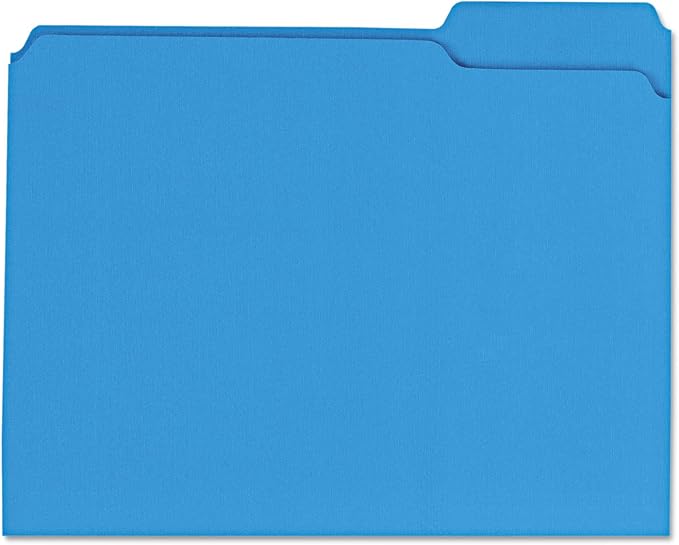 Universal 16161 Colored File Folders, 1/3 Cut Assorted, Two-Ply Top Tab, Letter, Blue, 100/Box