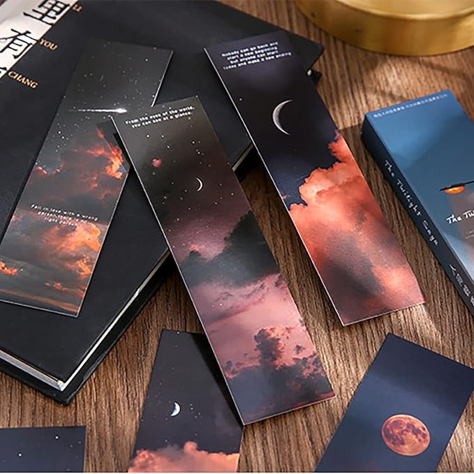 Doraking 30PCS Vintage Scenery Theme Paper Bookmarks for Book Lovers, Boxed Bookmarks Set (Sky)