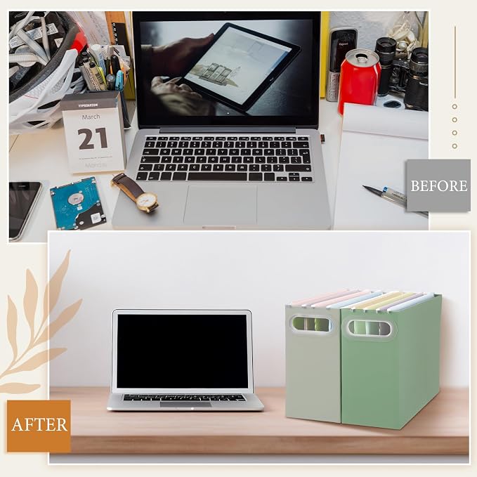 PerKoop 6 Pcs Morandi Color Hanging File Organizer Collapsible Cardboard File Box with Handle and Labels Pastel Hanging Folder Organizer Letter Size for Student Teacher Office Classroom (6 Colors)
