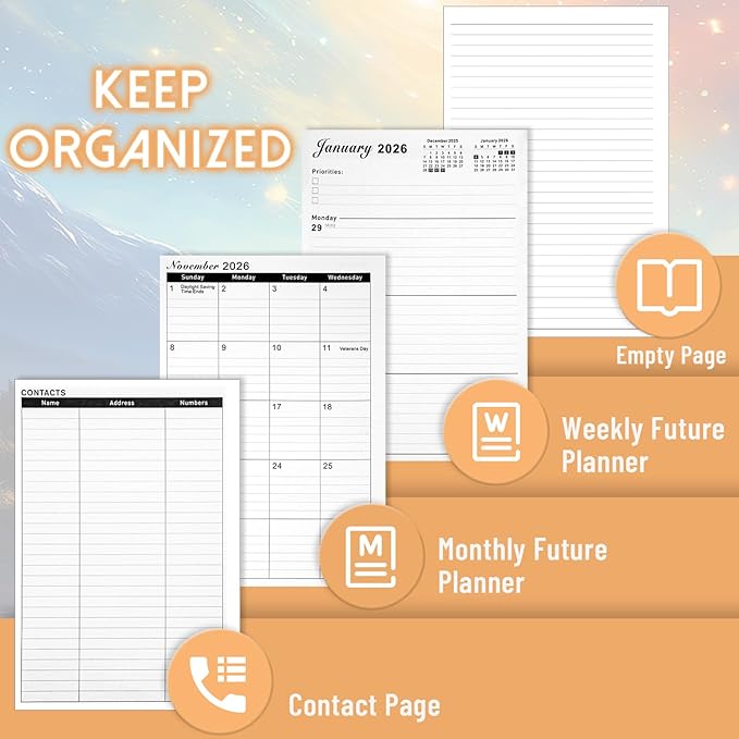 2026 Monthly Planner - Weekly Planner 2026 form Jan 2026 - Dec 2026, Daily Planner 2026, Academic Planner 2026 with Monthly Tabs, Inner Pocket, Note Pages