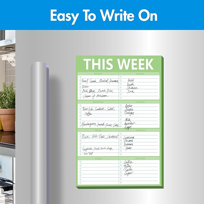 90 Sheets Weekly Planner, Magnetic Checklist Planner Updated Weekly To-do Notepad, Tear-off Blank Shopping List for Office or School, Green