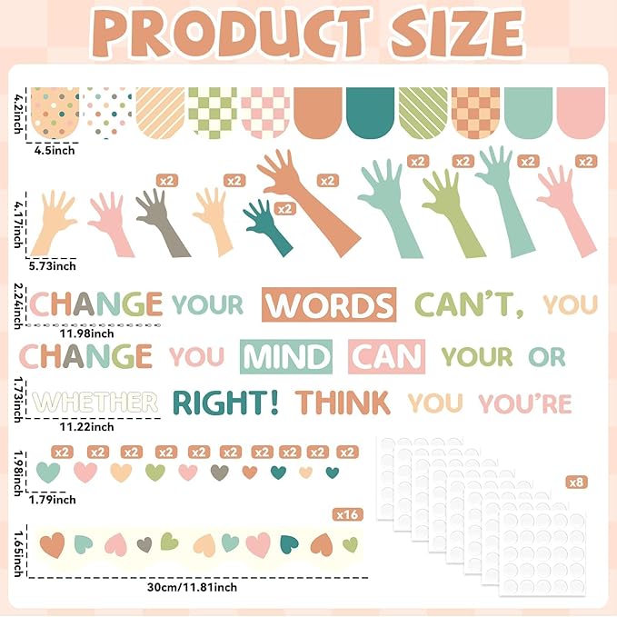 Growth Mindset Bulletin Board Set Motivational Inspirational Themed Classroom Bulletin Board Decorations Change Your Mindset Cutouts Decorations for Back to School Office Home Decor Wall Door