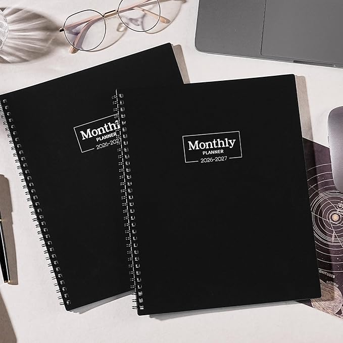 Monthly Planner 2026-2027 - JUL. 2026 - DEC. 2027, Planner 2026-2027 with Colorful Tabs, 8.5" x 11", 26-27 Monthly Planner/Calendar with Pocket, Thick Paper, Twin-Wire Binding - Black