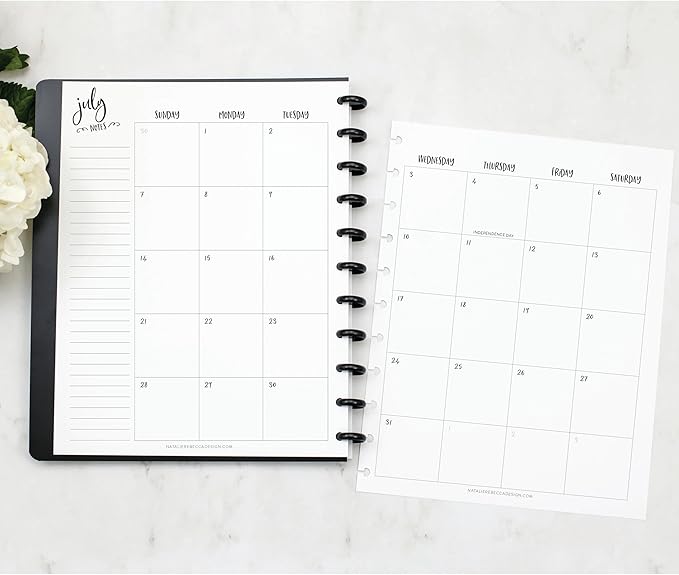 BetterNote July 2026 - June 2027 Academic Monthly Calendar Refill for Discbound Notebook, School Dates, Fits Levenger Circa, Big Happy Planner, Arc, TUL, Disc Refill (11-Disc, 8.5"x11", Whimsy)
