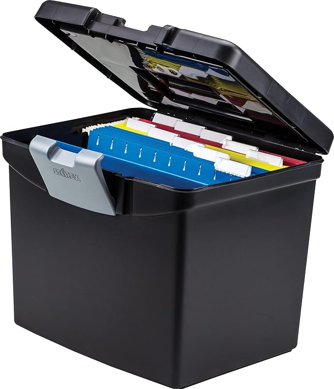 Storex File Storage Box Translucent Storage Lid, Black, 2-Pack