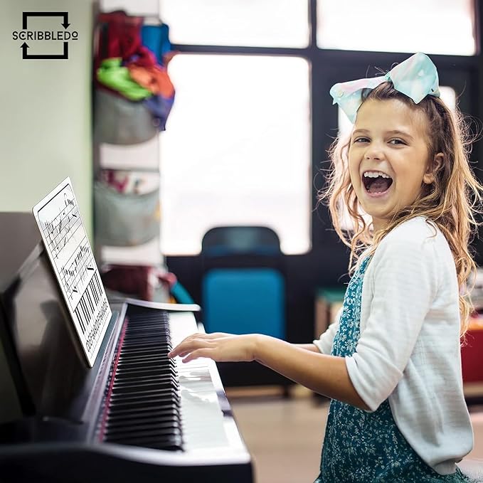 SCRIBBLEDO 11 x 14 Inch Keyboard Practice Dry Erase White Board Lapboard Durable Portable Double Sided Music Whiteboard for Kids Students Musicians Music Class Supplies