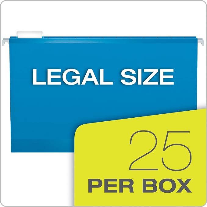 Pendaflex Extra Capacity Reinforced Hanging Folders, 2", Legal Size, Assorted Colors, 1/5 Cut, 25/BX (4153x2 ASST) (Pack of 4)