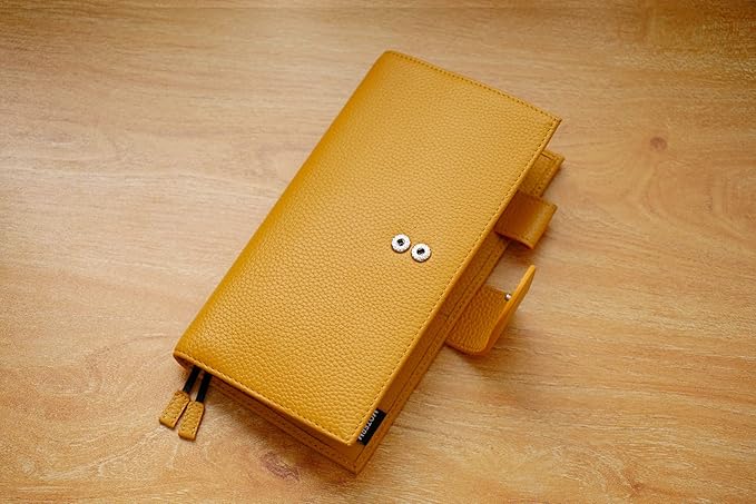 Moterm Leather Cover for Hobonichi Weeks - Fits Hobonichi Weeks/Weeks Mega, with Back Pocket (Pebbled-Mustard)