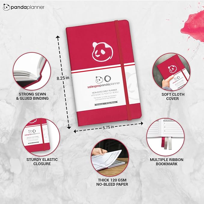 Planner 2026 – Red Panda Planner Sales Pro Daily Planner for Sales Reps | 90-Day Undated Goal, Productivity, & Sales Tracker | Business Planner with Monthly, Weekly & Daily Layout