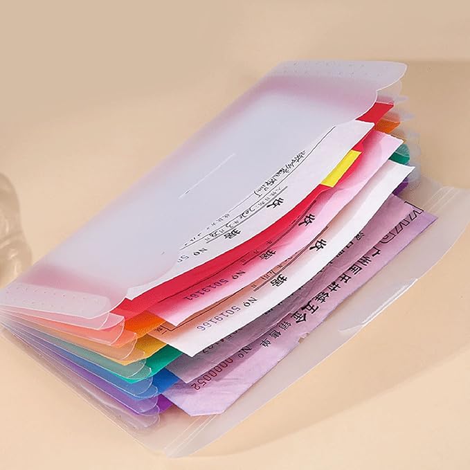 7 Pockets File Folder Organizer for Case Document Storage Bag Money Filing Holder PP Water Resistant Expanding Receipt File Folder Office Storage Organ Bag Filing Product for Cashier
