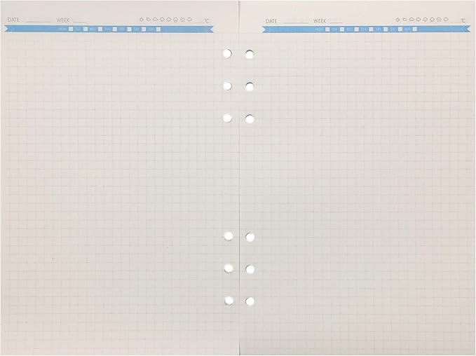 Zelten Refills/Loose Leaves for A5 Cover Ring Binder/Personal Organizer/Planner(A5 6 Holes, Grid Graph Blue)