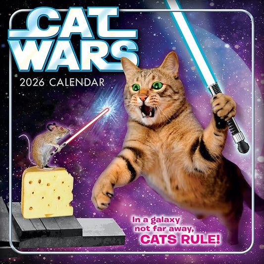 Cat Wars 2026 Mini Wall Calendar: Funny Cat Photography & Humor Parody Calendar for Cat Lovers, 7" × 7"