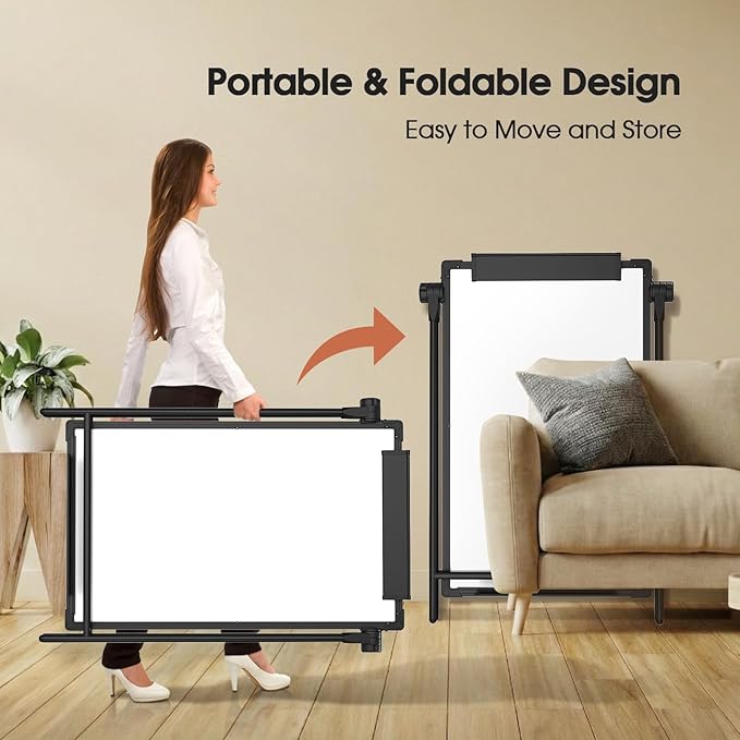 MaxGear Double-Sided Whiteboard with Stand, 36" x 24" Large Dry Erase Easel Board, Height Adjustable Aluminum Alloy Frame, Portable Stable A-Stand for Office & Classroom
