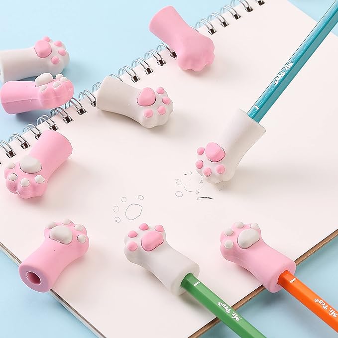 Mr. Pen- Cat Paw Top Eraser, 12 Pack, Cute Erasers for Kids, Pencil Erasers Toppers, Fun Eraser