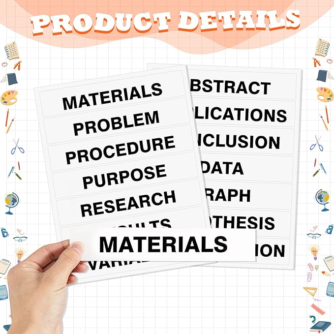Lewtemi 14 Sheets Science Fair Board Supplies Self Adhesive Presentation Subtitles 2 Sheets Edge Self Adhesive Paper Poster Board Letters Presentation Paper for School Office Supplies(Black)