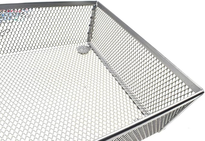 HAHIYO Stackable Mesh Tray Cup 6 x 6 x 2 inches Sturdy Container for Desk Drawer Organizer Collection for Home Office School kitchen Soft Foam Feet No Sharp Edges 2 Pack Silver