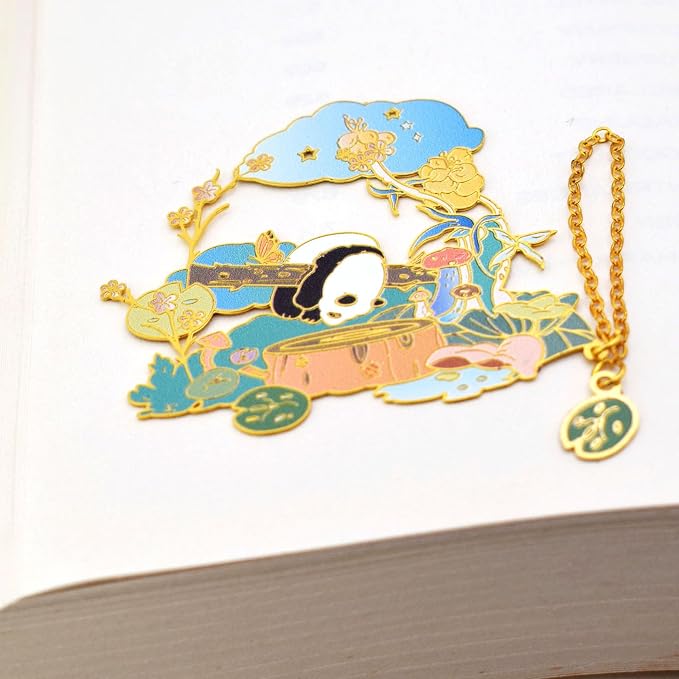 BLBMH Cute Metal Bookmarks Birthday Christmas Stocking Stuffers Gifts for Kids Girls Women Unique Gifts for Book Lovers Friends Readers - Panda - PD6