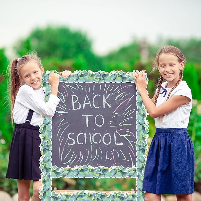 66ft Eucalyptus Bulletin Board Borders Summer Greenery Leaf Plant Theme Rolled Border Trim for School Classroom Blackboard Office Workplace Chalkboard Sage Green Themed Party Wall Decor