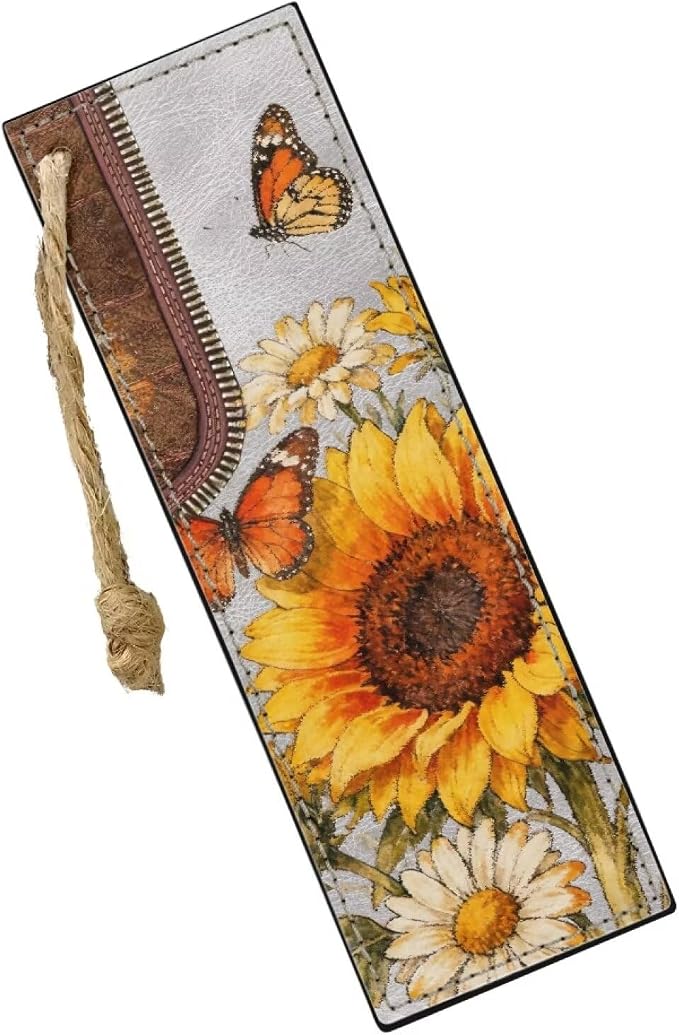Sunflower Butterfly Bookmarks for Women Book Lover Bookish Book Marker with String for Bookworms Sunflower Bookmarks for Men Boys