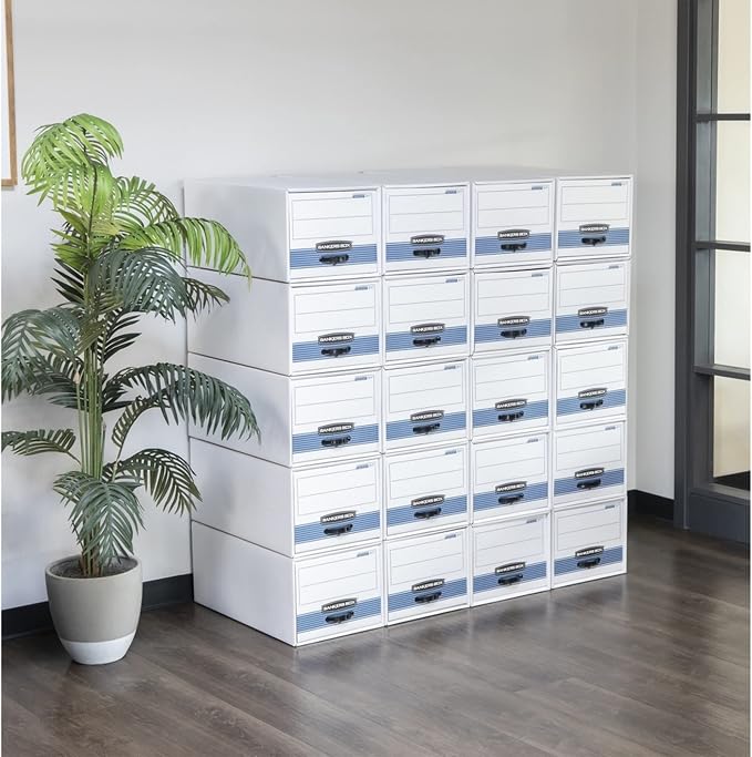 Bankers Box STOR/Drawer Steel Plus Extra Space-Saving Filing Cabinet, Stacks up to 5 High, Legal, 6 Pack (00312), White